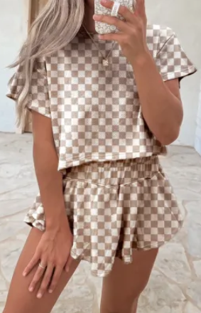 Brown Checkered Set