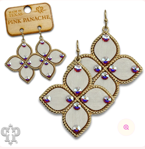 Four point clover cross earring with Austrian crystals