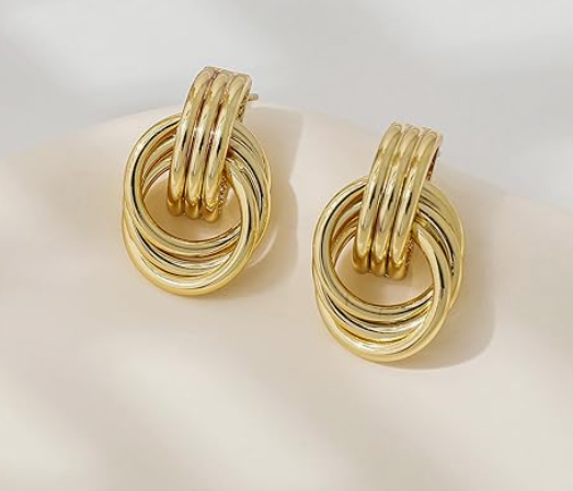 Trendy Gold Plated Knot Earrings