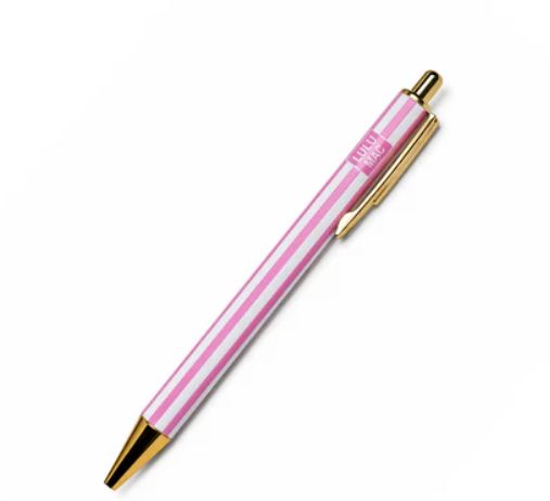 LuLu Mac Pink/White Stripe Ink Pen