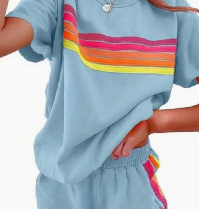 Vintage Striped Jogger Short Set