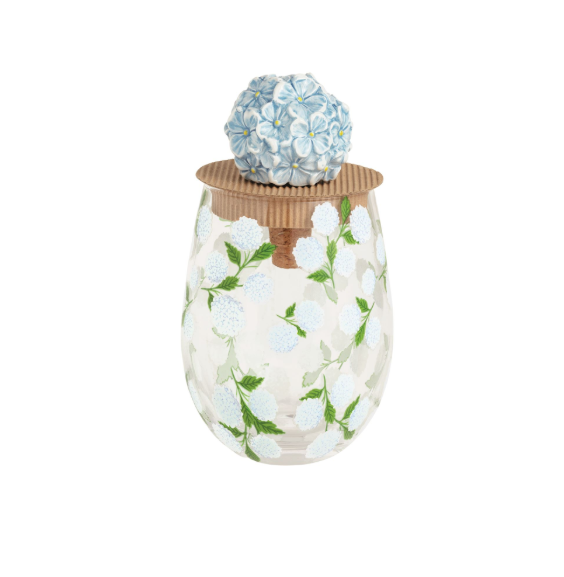 Hydrangea Wine Glass & Stopper Set