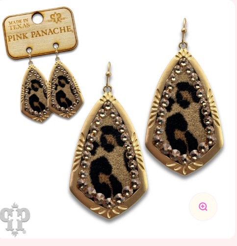 Leopard print teardrop earring with Austrian crystal