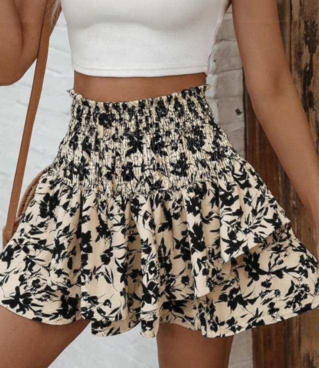 Floral Ruffle Boho Skirt