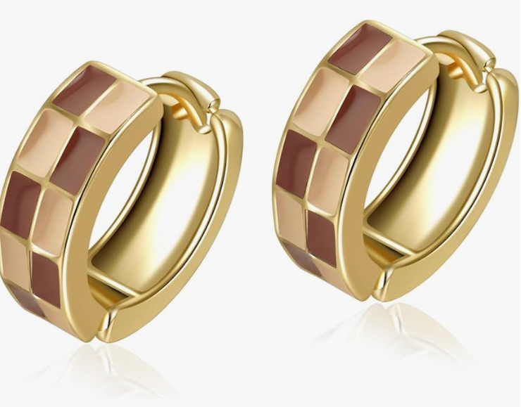 Chic Checker Small Hoop Earrings