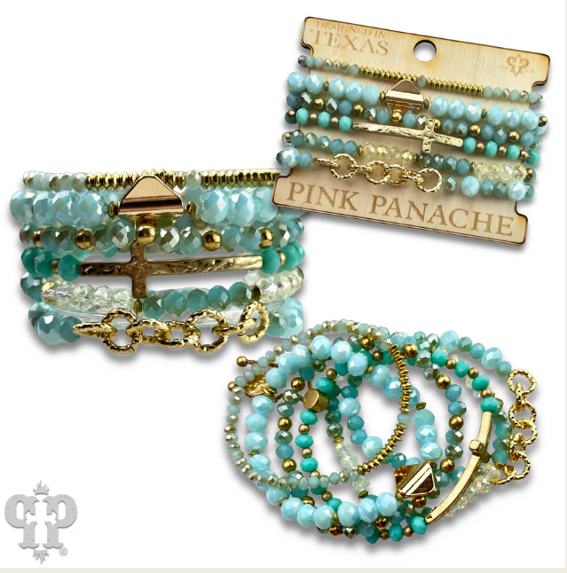 Mixed charm and bead multi strand bracelet