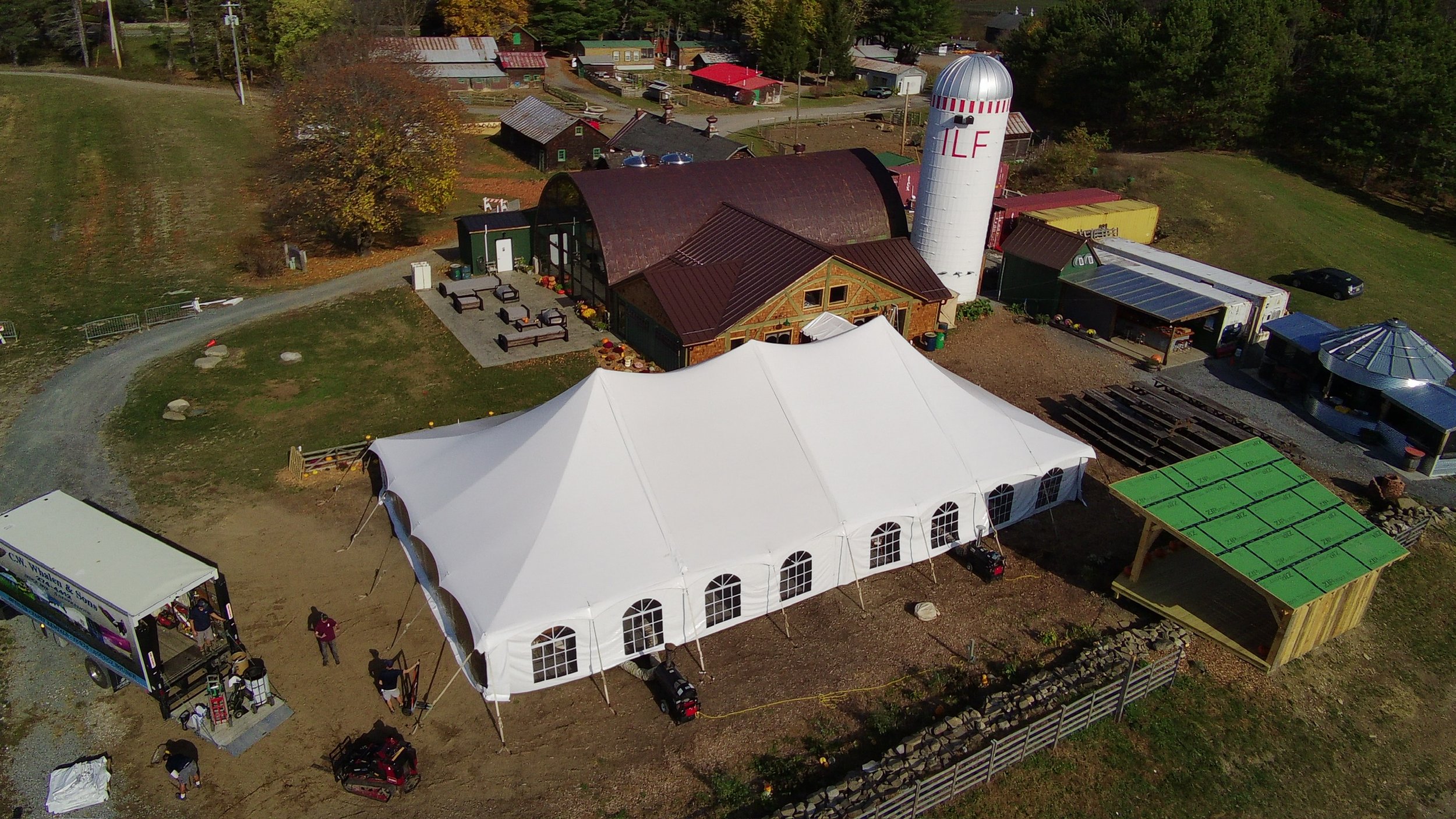 Tent Wedding setup at Indian Ladder Farm. Setup by Whalen Tents
