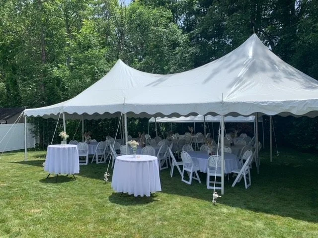 Baby shower under a 20 x 40 pole tent setup by Whalen Tents
