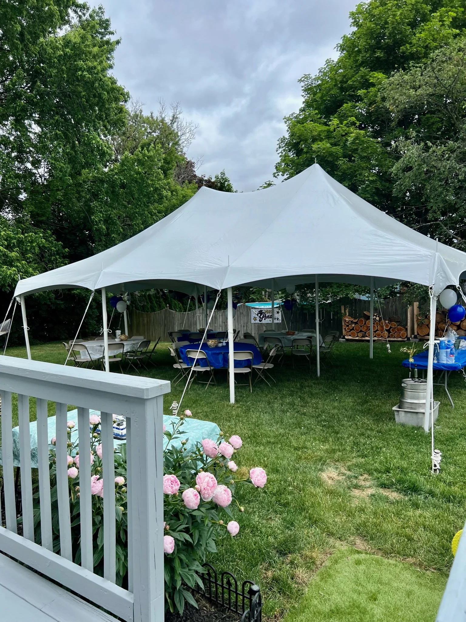 Tent Setup for a graduation party in Troy, NY. Setup by Whalen Tents