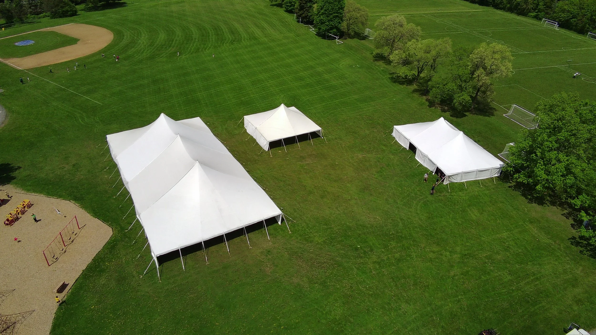 Tents setup for Niska Day Celebration in Niskayuna, NY. Setup by Whalen Tents