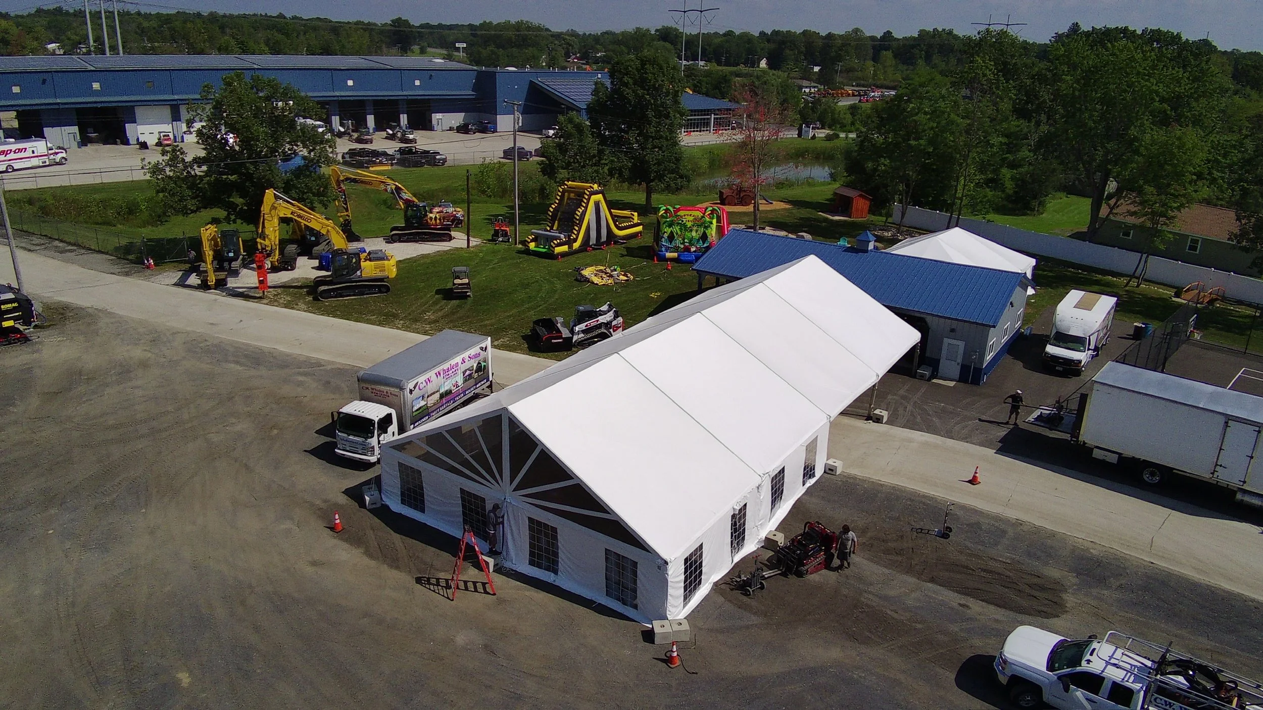 Frame Tent setup at Finke Equipment. Setup by Whalen Tents