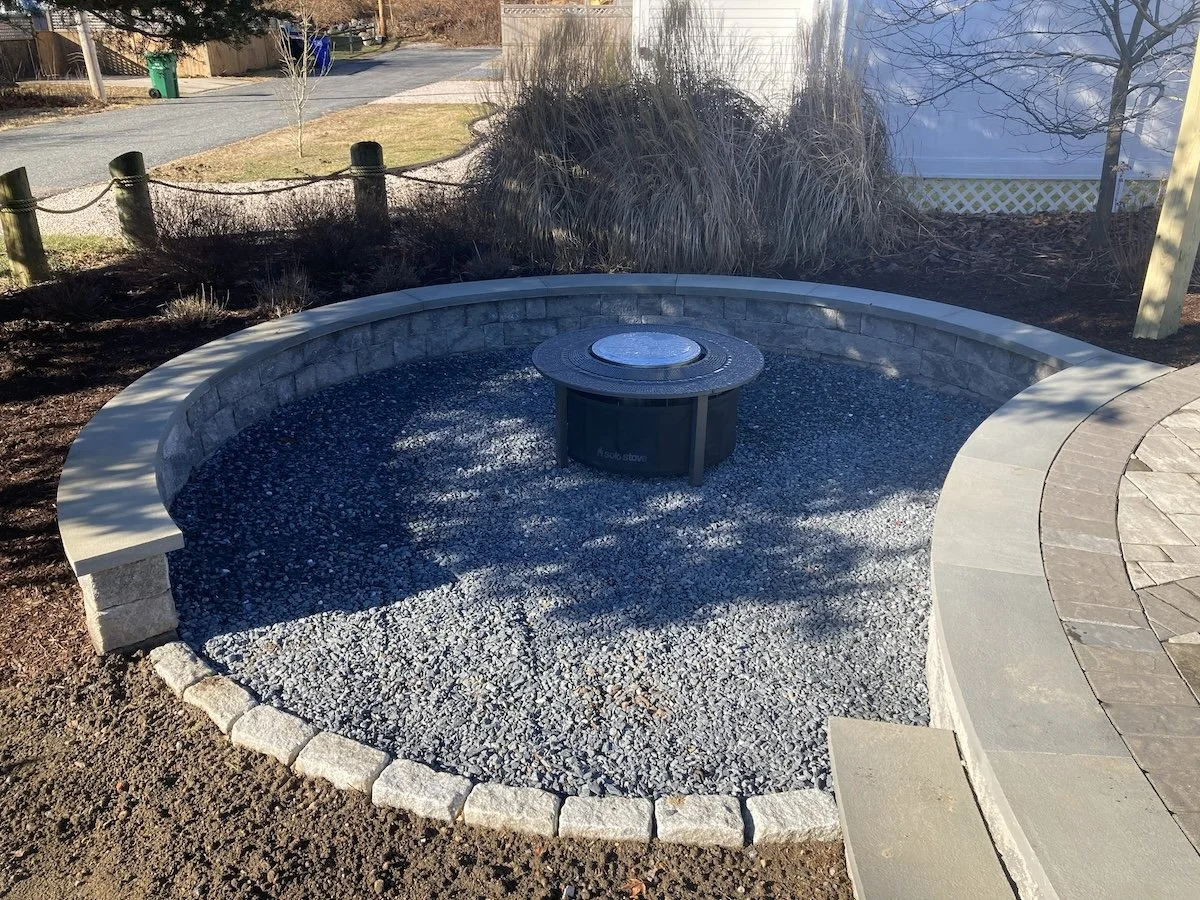 Fire pit and retaining wall in South Kingstown, RI