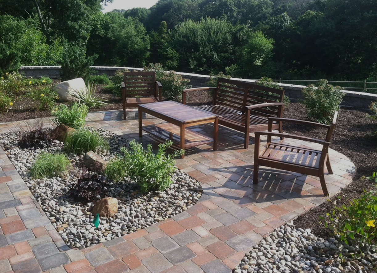 Patios and plantings in Jamestown, RI