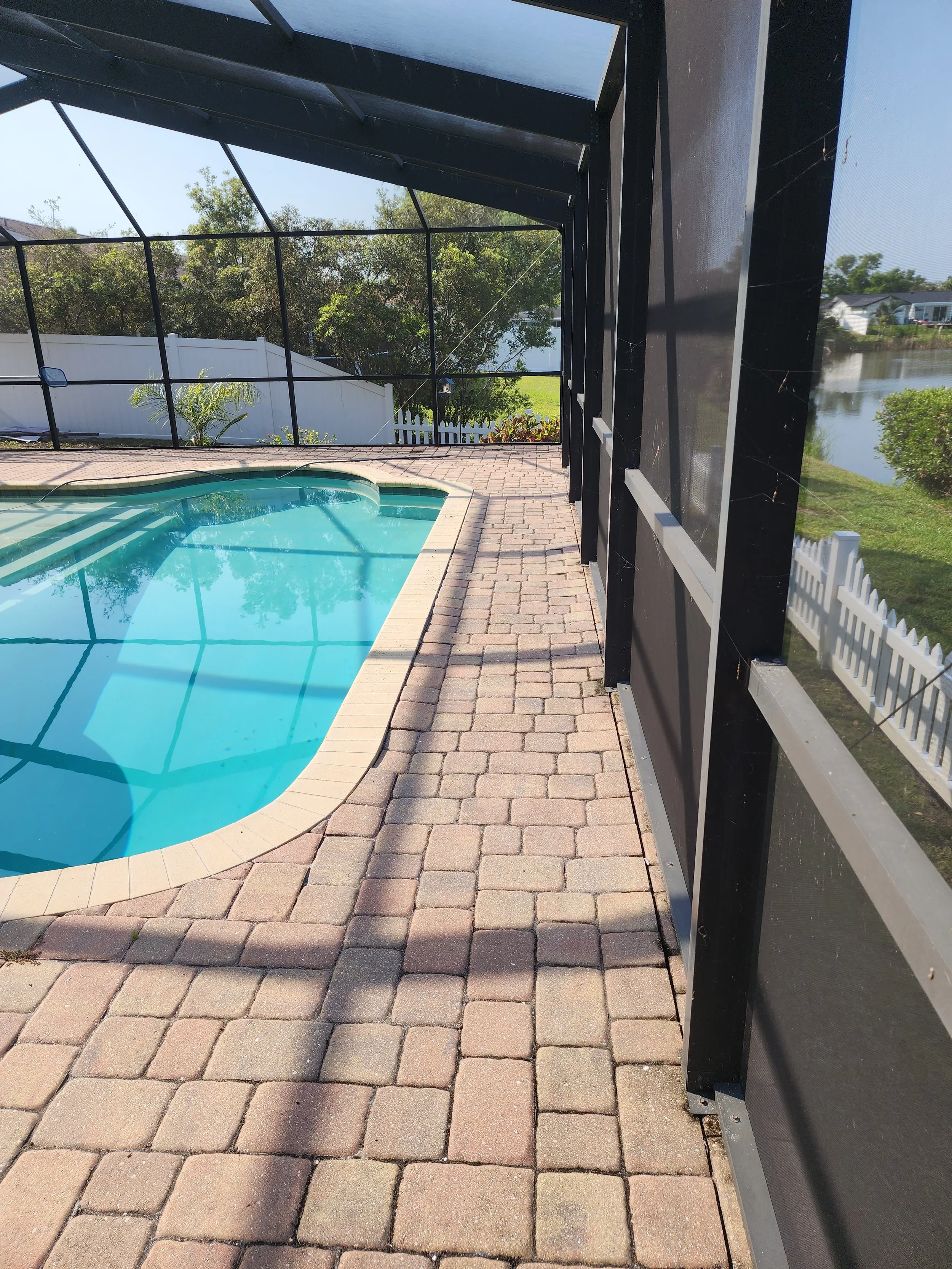 madeira beach pool deck paver sealing before Jungle Nation