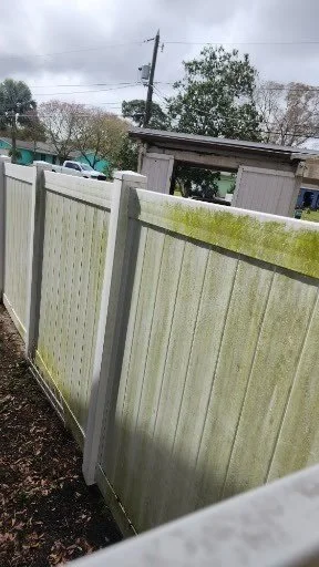 clearwater vinyl fence pressure washing before photo