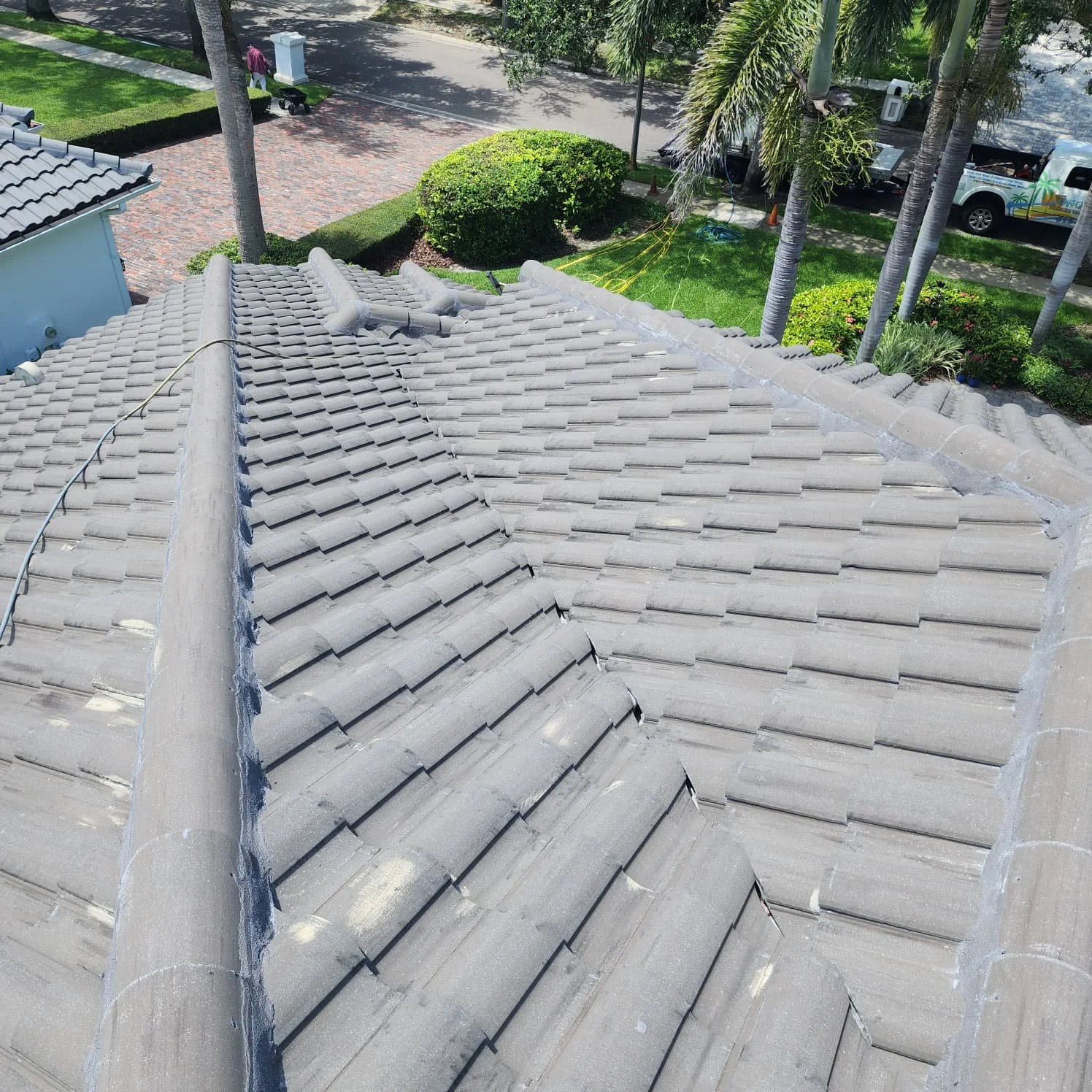st pete beach grey tile roof soft wash after Jungle Nation