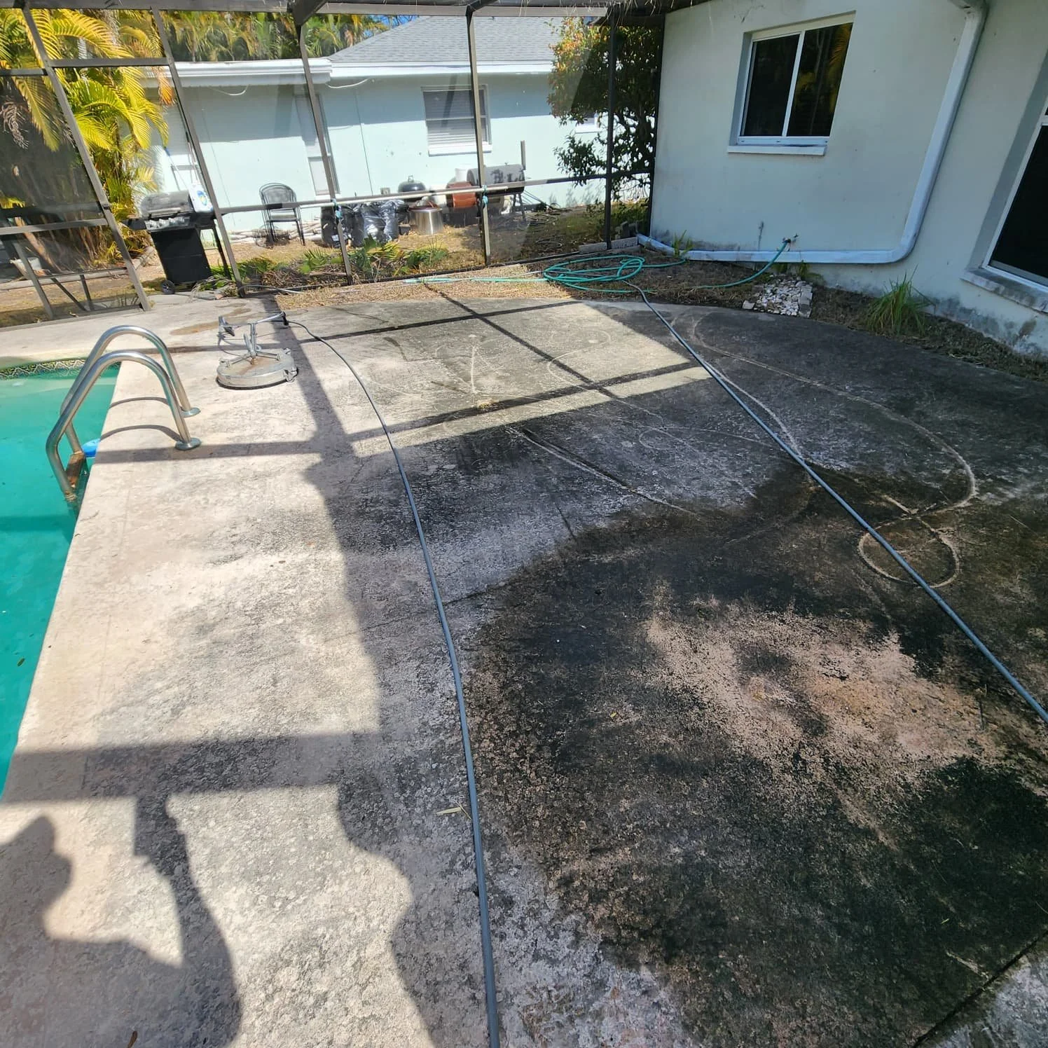 shore acres painted pool deck pressure wash before Jungle Nation