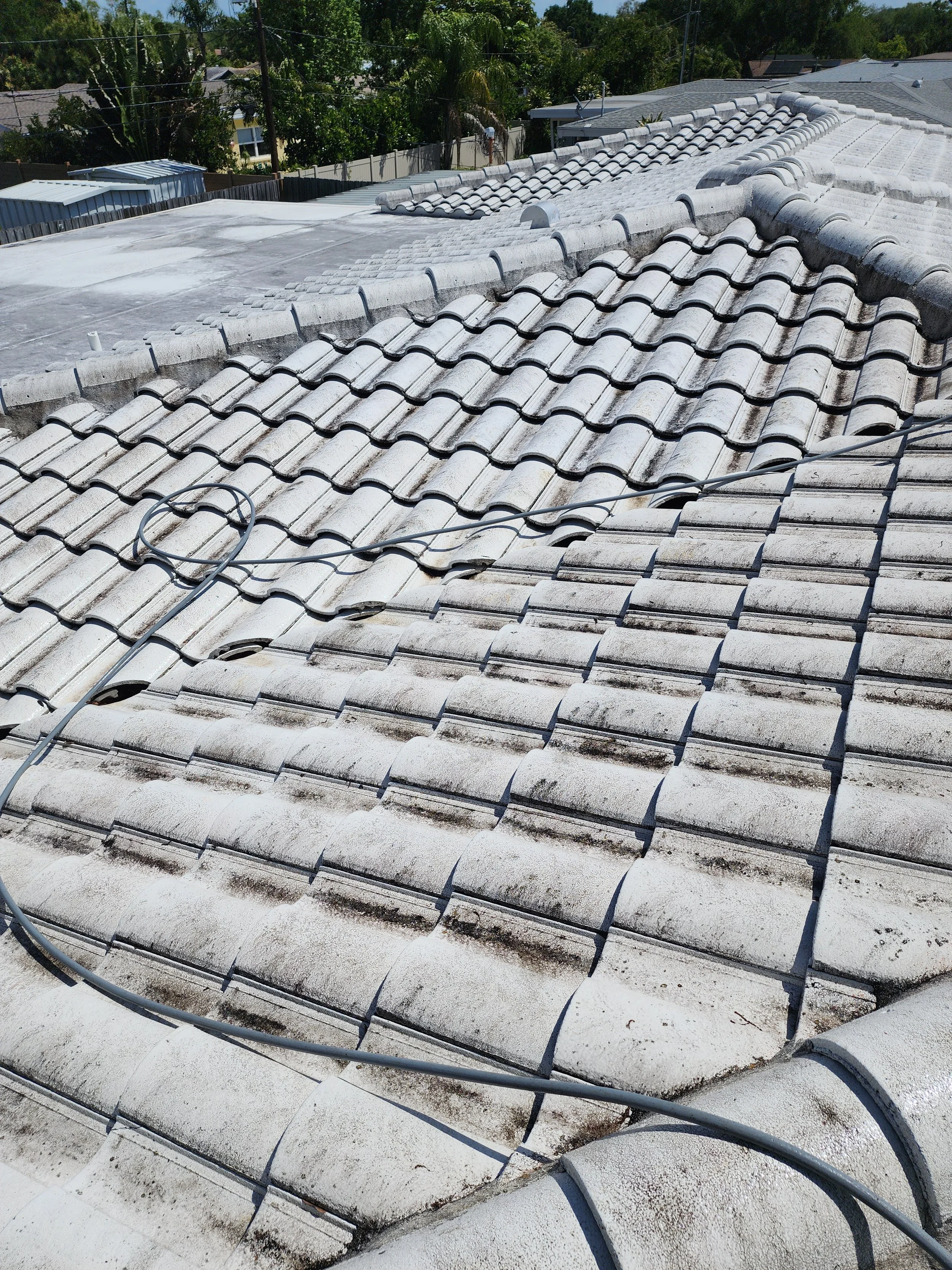 Seminole tile roof soft wash before photo