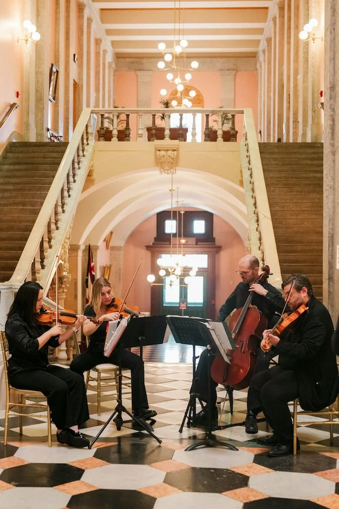 Violin group playing at an Ohio Statehouse wedding