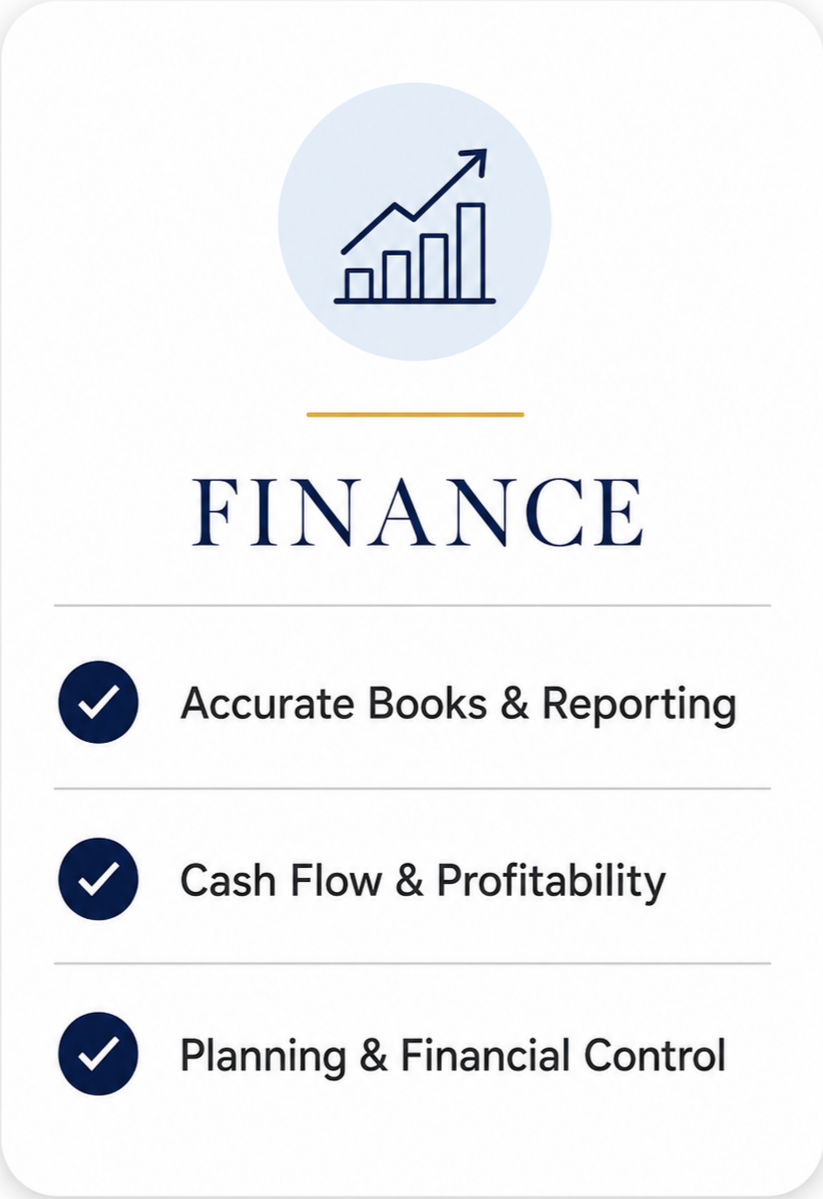 Small business financial management services including accurate books, reporting, cash flow, profitability, planning, and financial control.