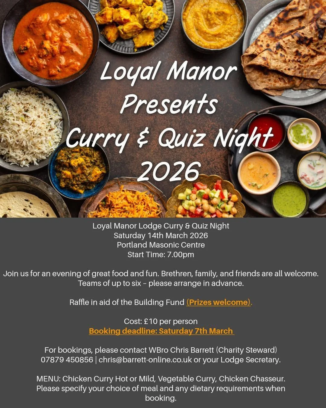 Loyal Manor Curry & Quiz Night 2026