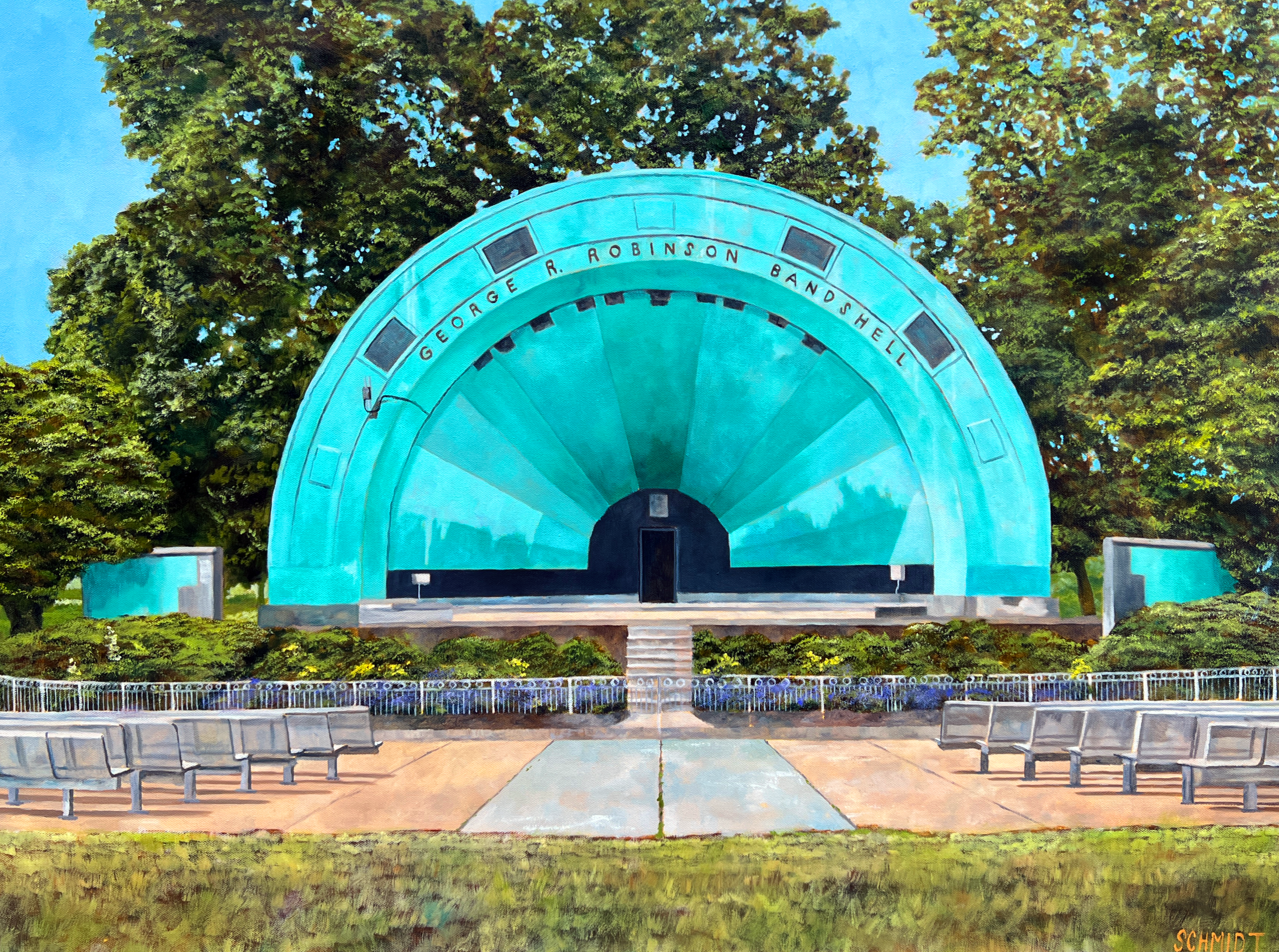 "George R. Robinson Bandshell", oil on canvas, 30"x40", 2023