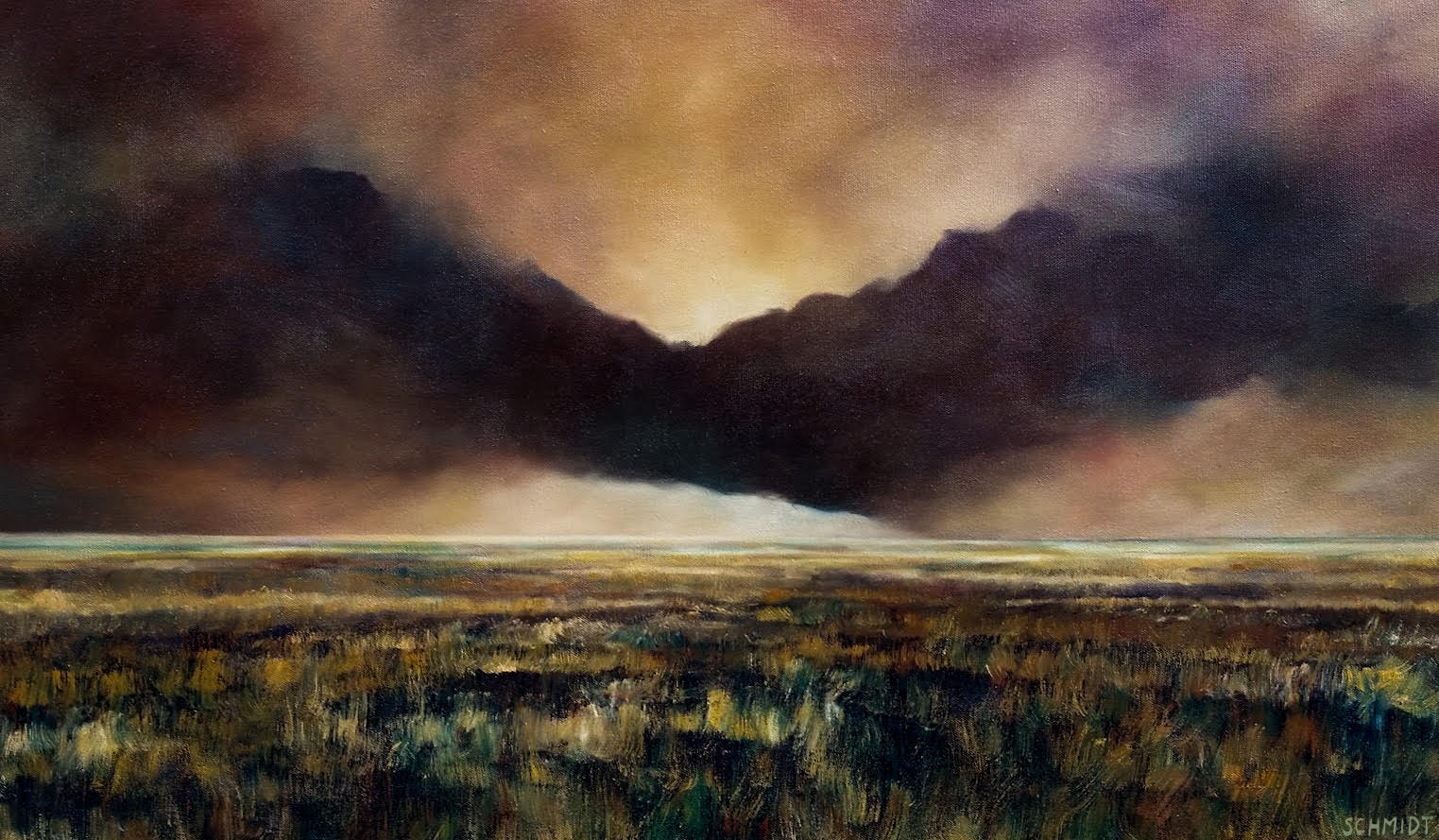 "Storm at Dusk", oil on canvas, 20"x34", 2019