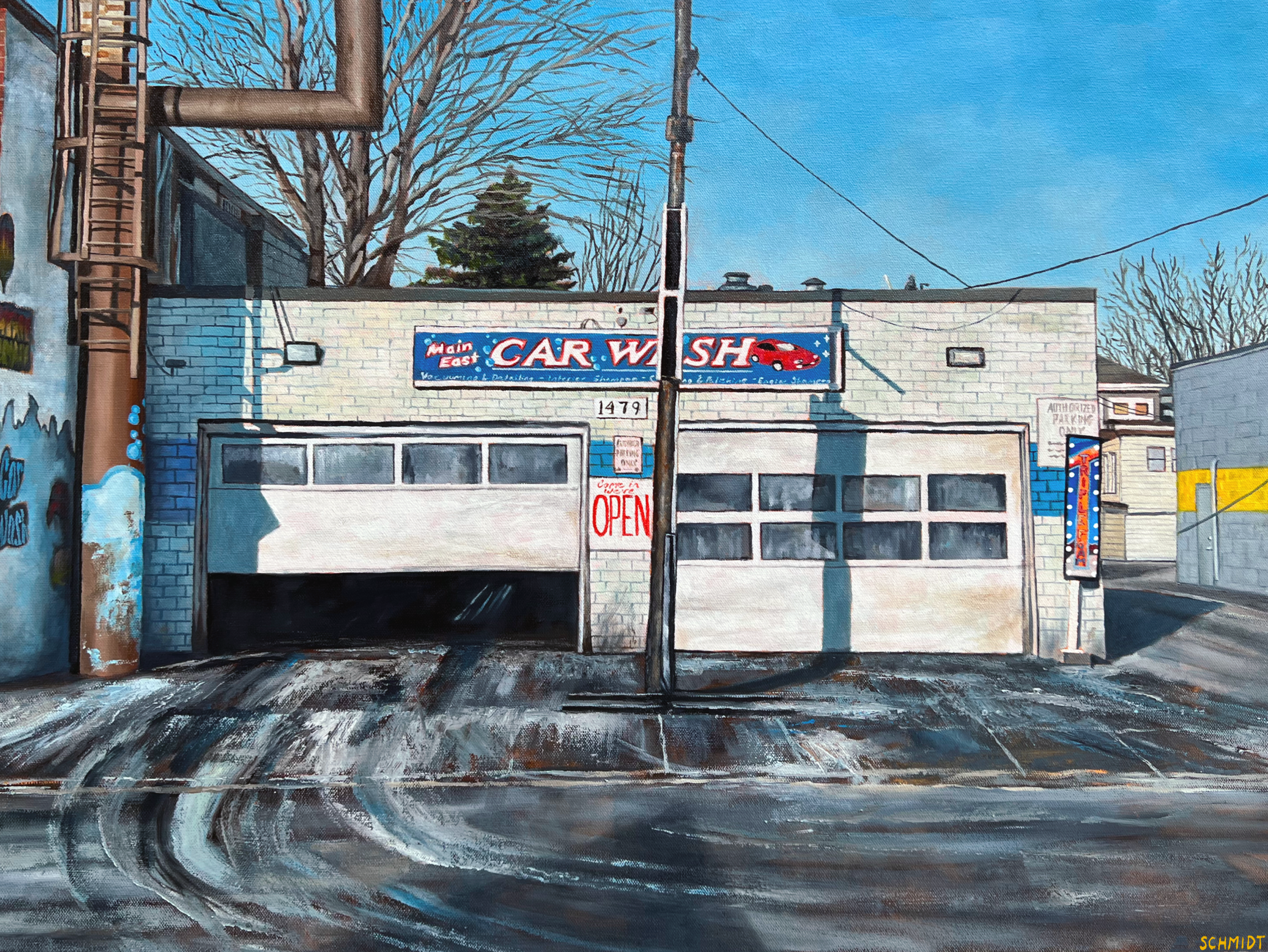 "Main East Car Wash", oil on canvas, 24"x30", 2023