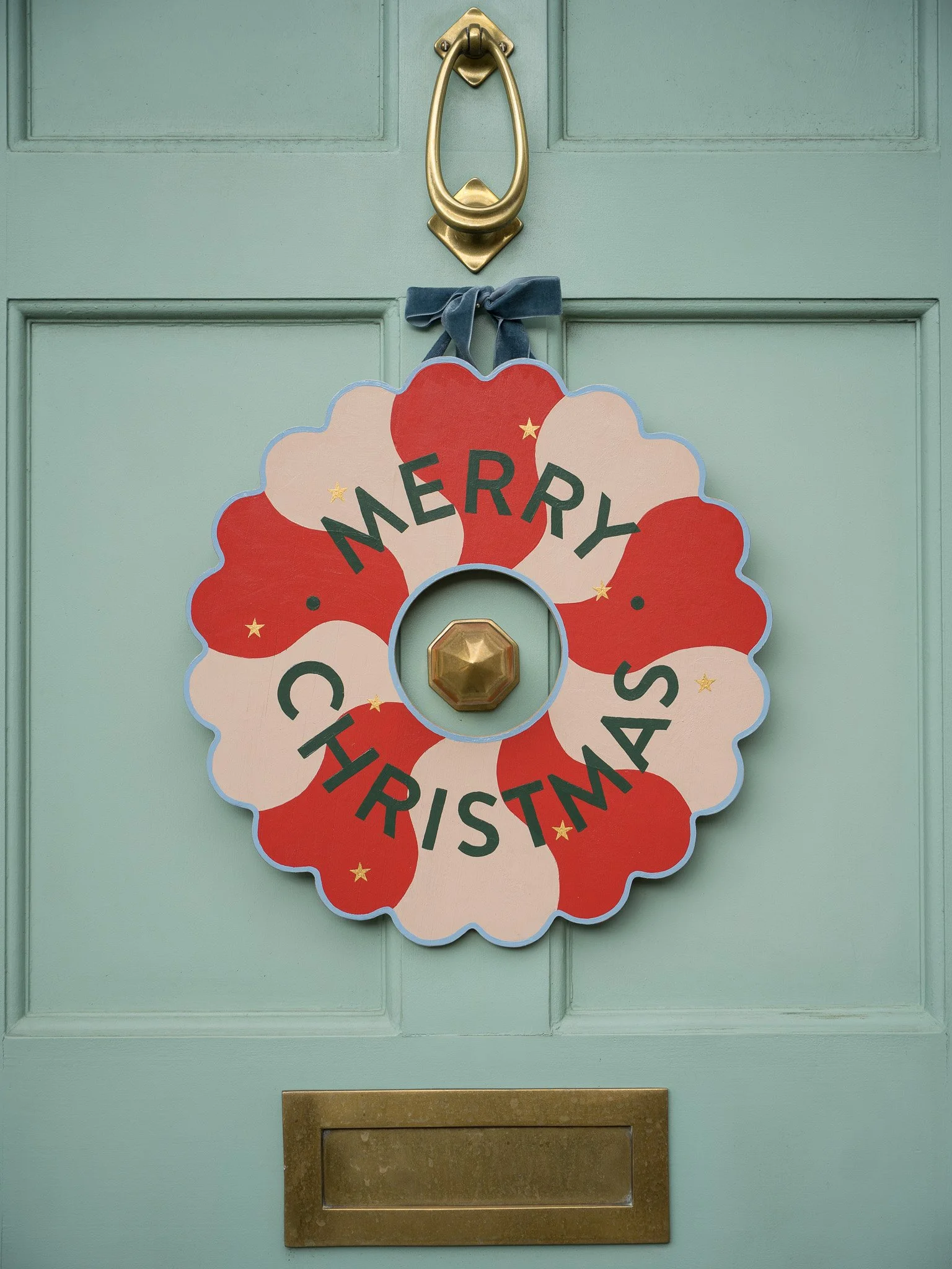 'Candy Cane' - Hand-Painted Wooden Christmas Wreath