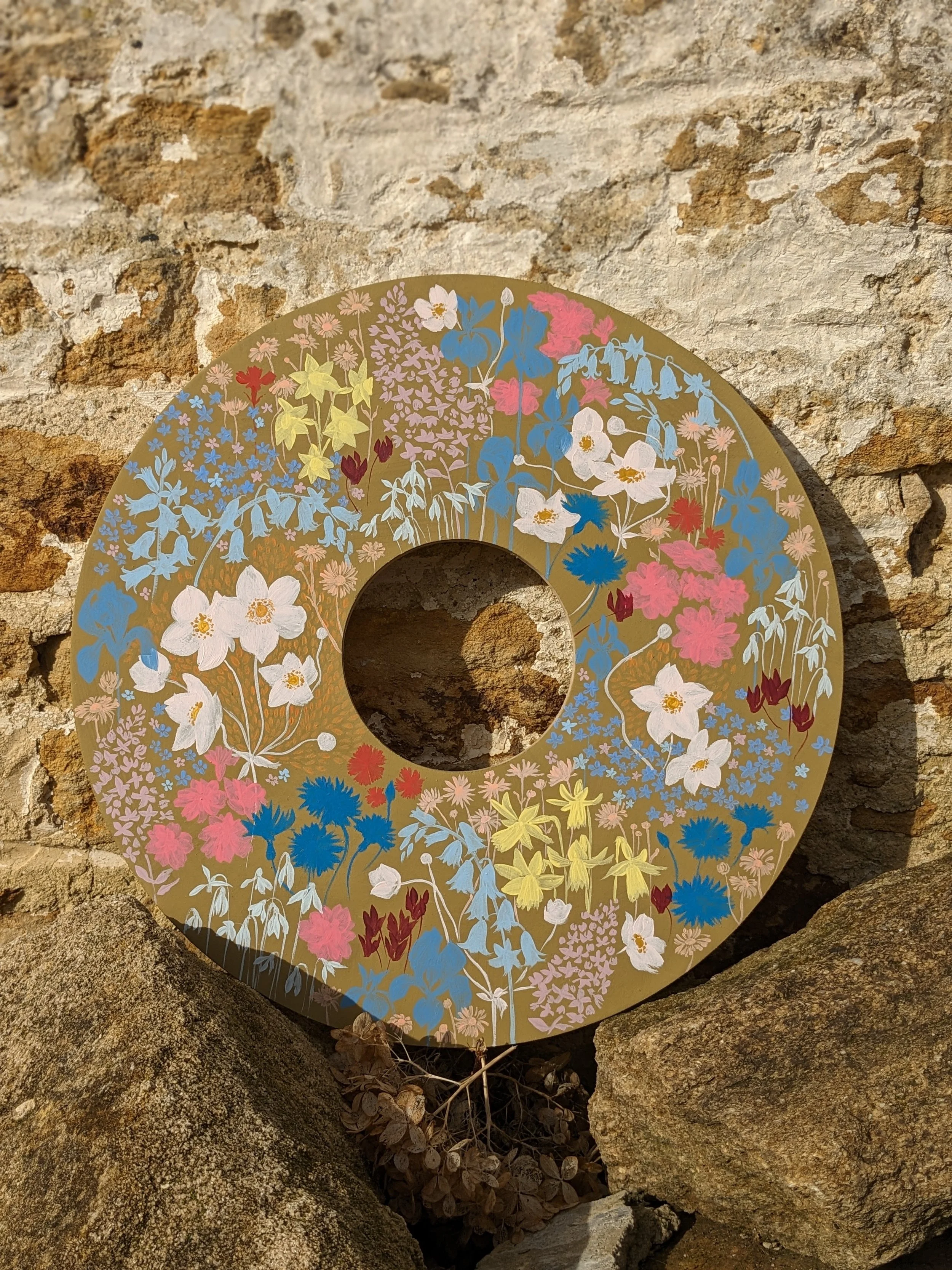 'Meadow' Hand-Painted Wooden Spring Wreath