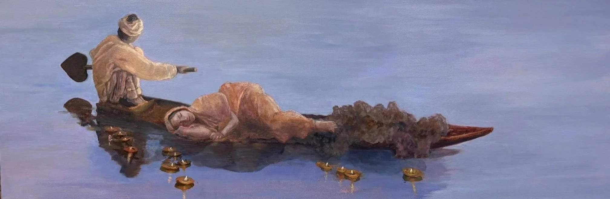 Srinagar Dream - Oil on canvas 12x32in