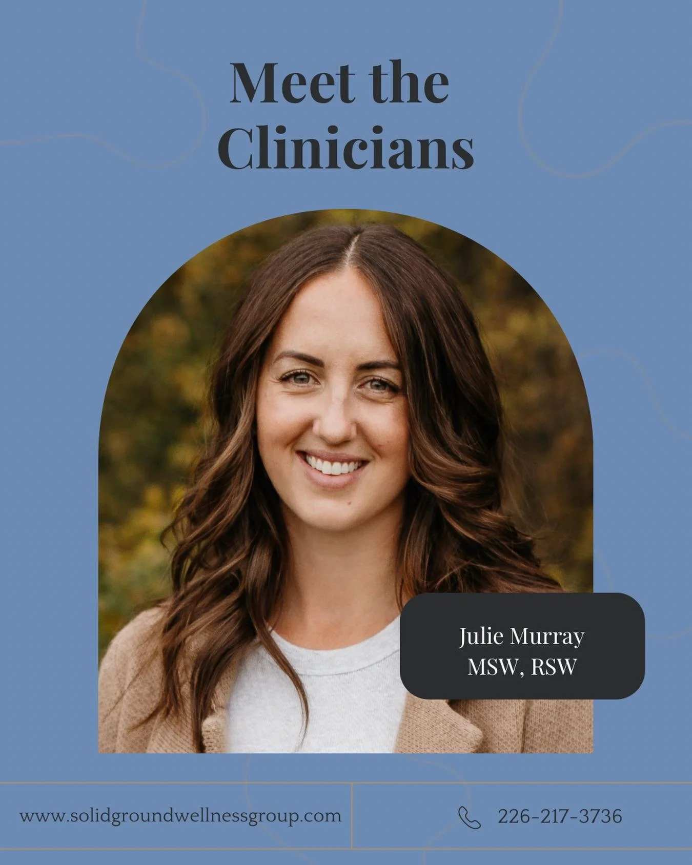 Meet Julie 👋

A Registered Social Worker providing trauma-informed, evidence-based therapy for adults, with a focus on first responders and trauma-exposed professionals. With 12+ years of experience, she integrates CPT, CBT, CBT-I, ACT, and trauma p