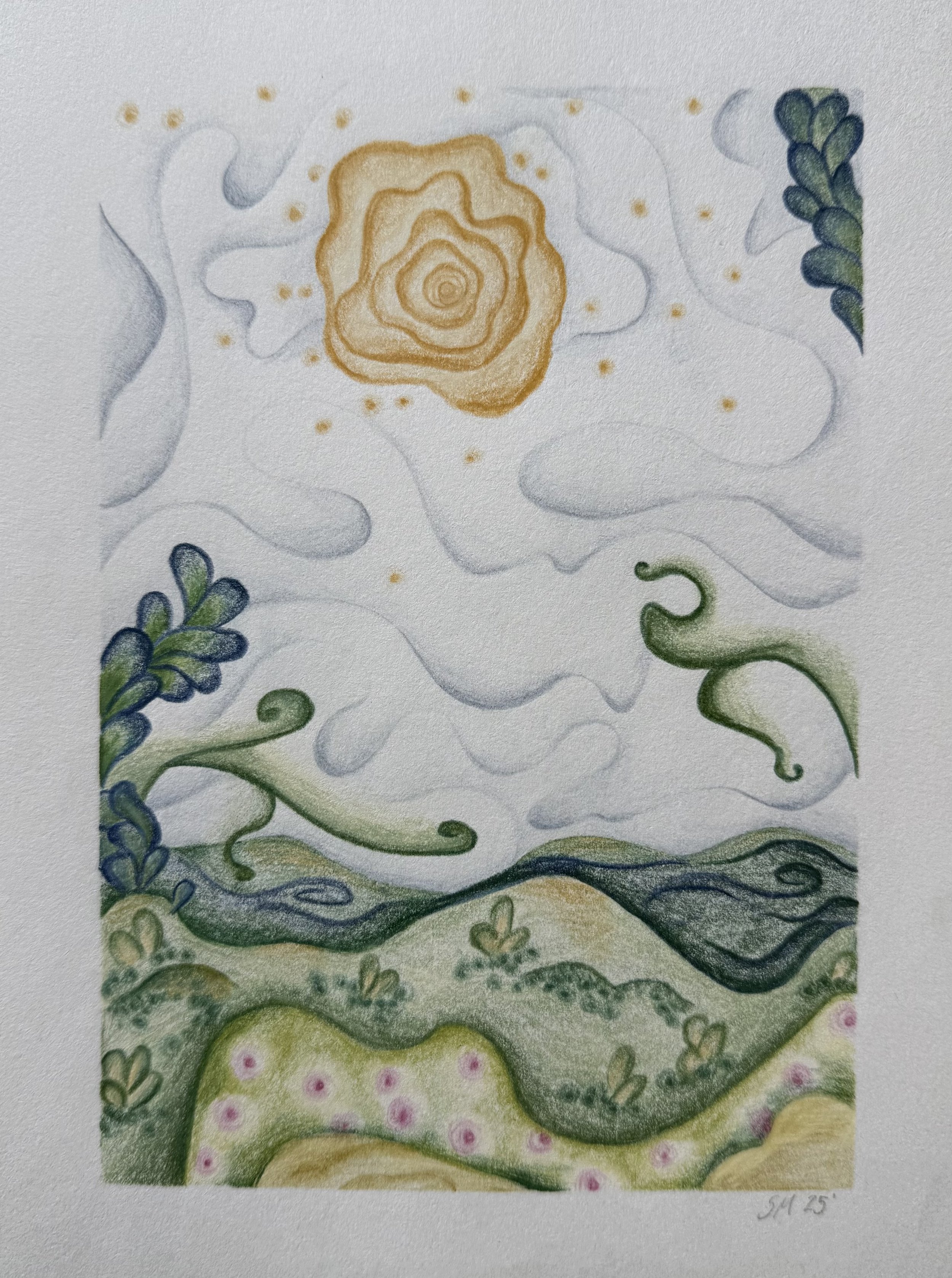 "Hills and Valleys", Colored Pencils, 2025