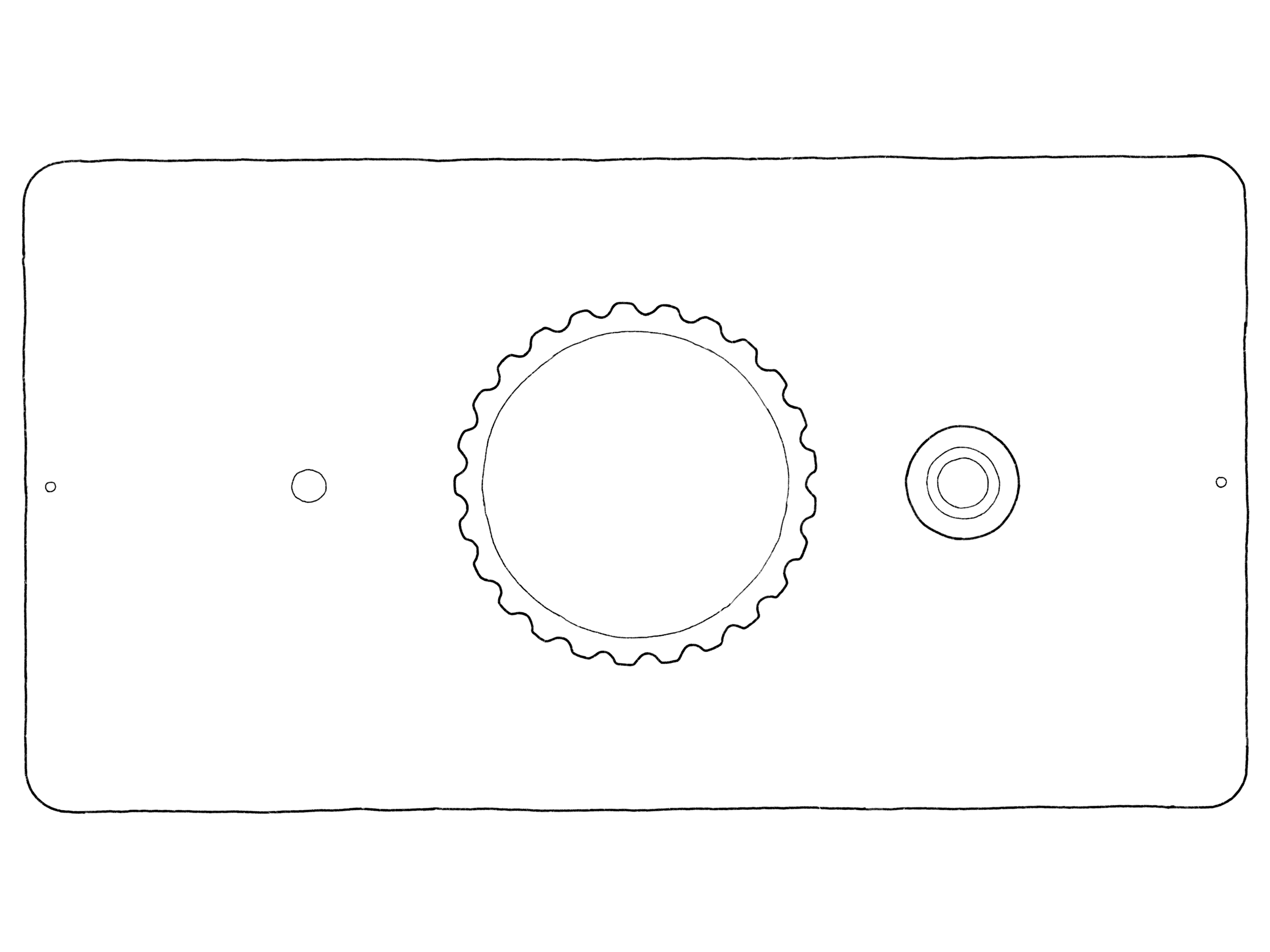 Grafische Darstellung eines Herdkochfelds mit drei Bedienelementen auf schwarzem Hintergrund.