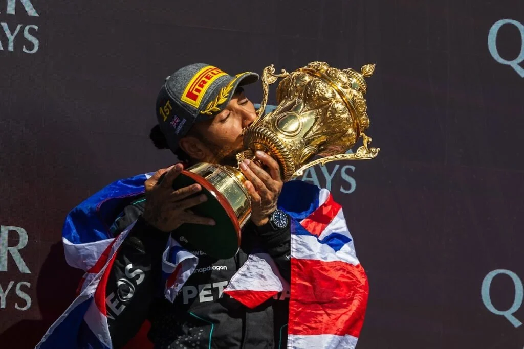 Lewis Hamilton with trophy