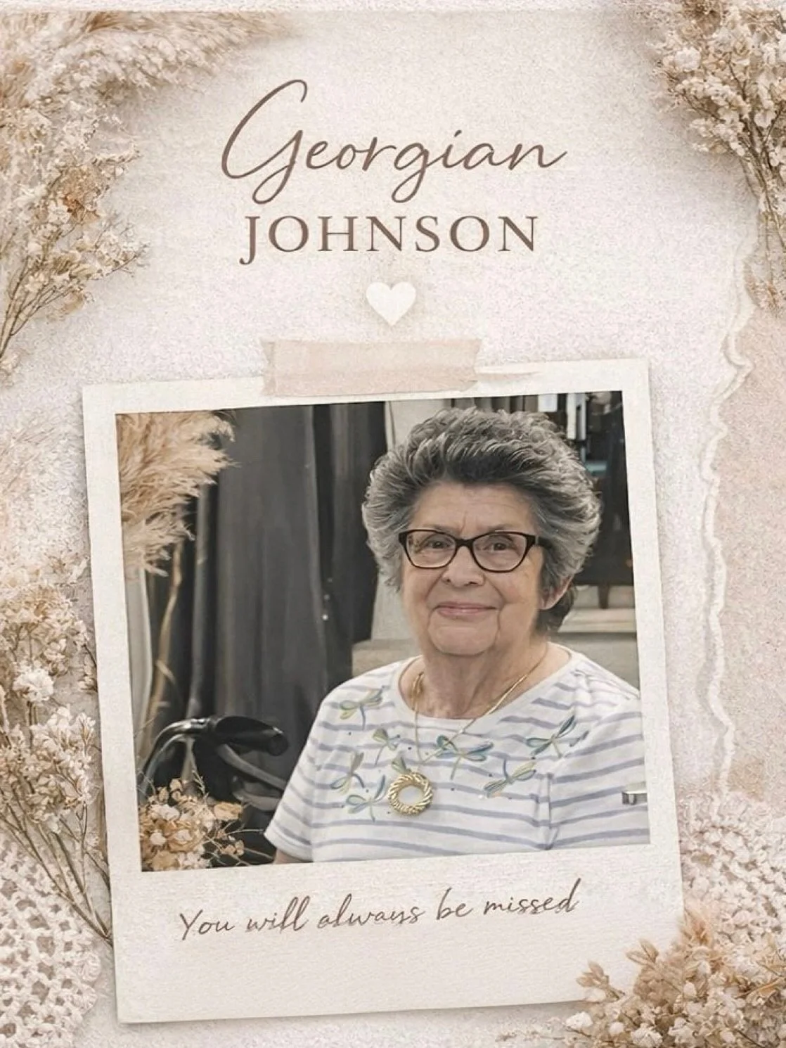 Georgian Johnson 🤍

Every Friday, like clockwork, she was here.
In my chair, in our space, part of our rhythm.

She never missed a moment to be kind.
Always complimenting, always noticing, always making everyone feel seen.
She would say how much she