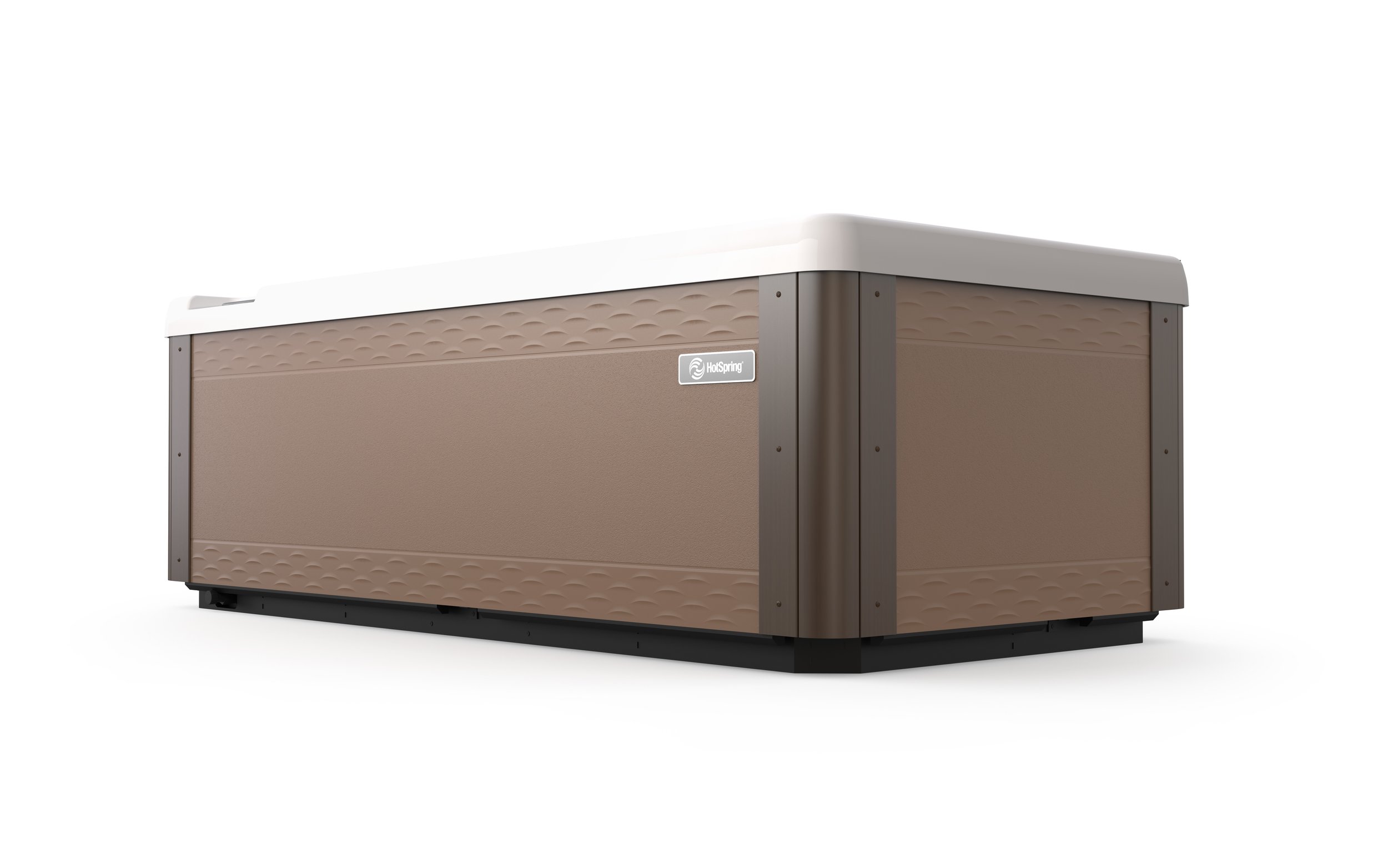 Hot Spring Vigor Cold Plunge with brown exterior and white interior shell on a white background.