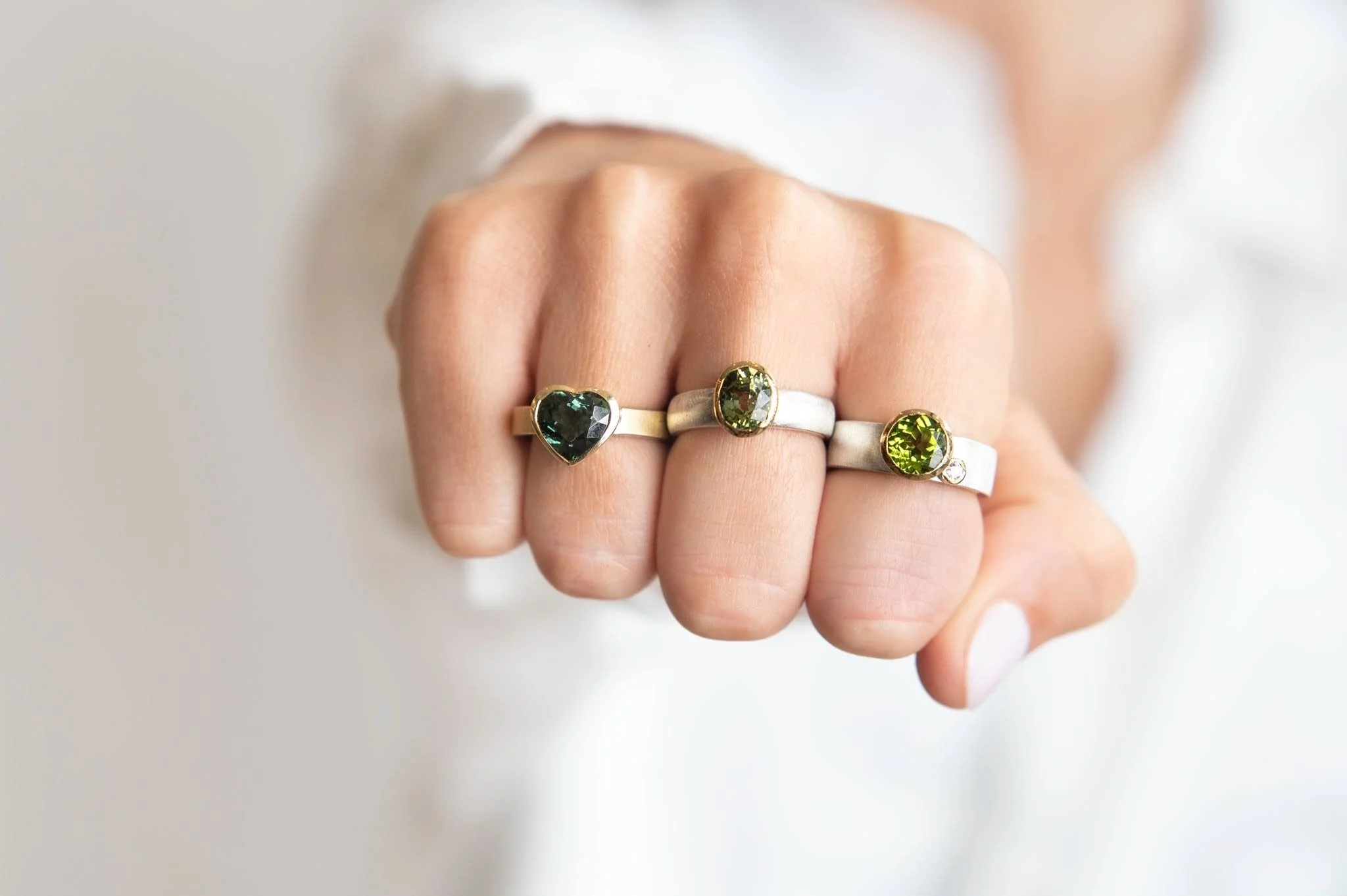 image of three rings from a jewellery photoshoot managed by imogen