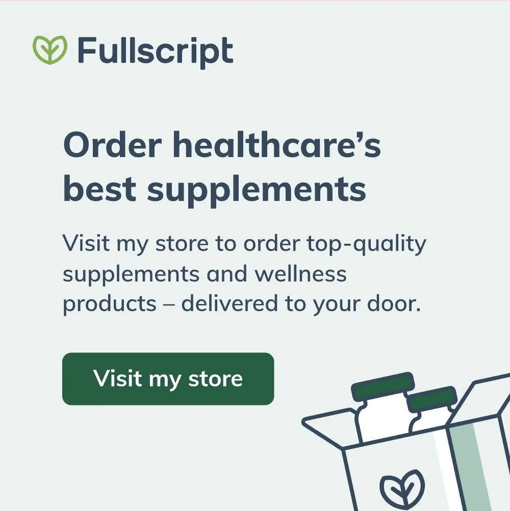 Fullscript ad: Order healthcare’s best supplements. Visit my store with an open box of supplement bottles at the bottom right.