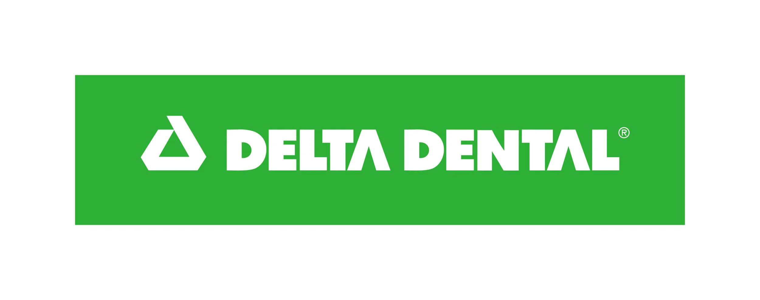 Green rectangular logo with white text reading 'Delta Dental' and a triangular icon to the left.