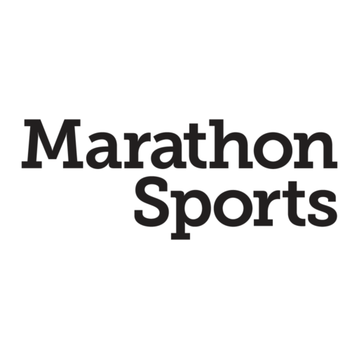 Marathon Sports logo with an image of a running figure above the text.