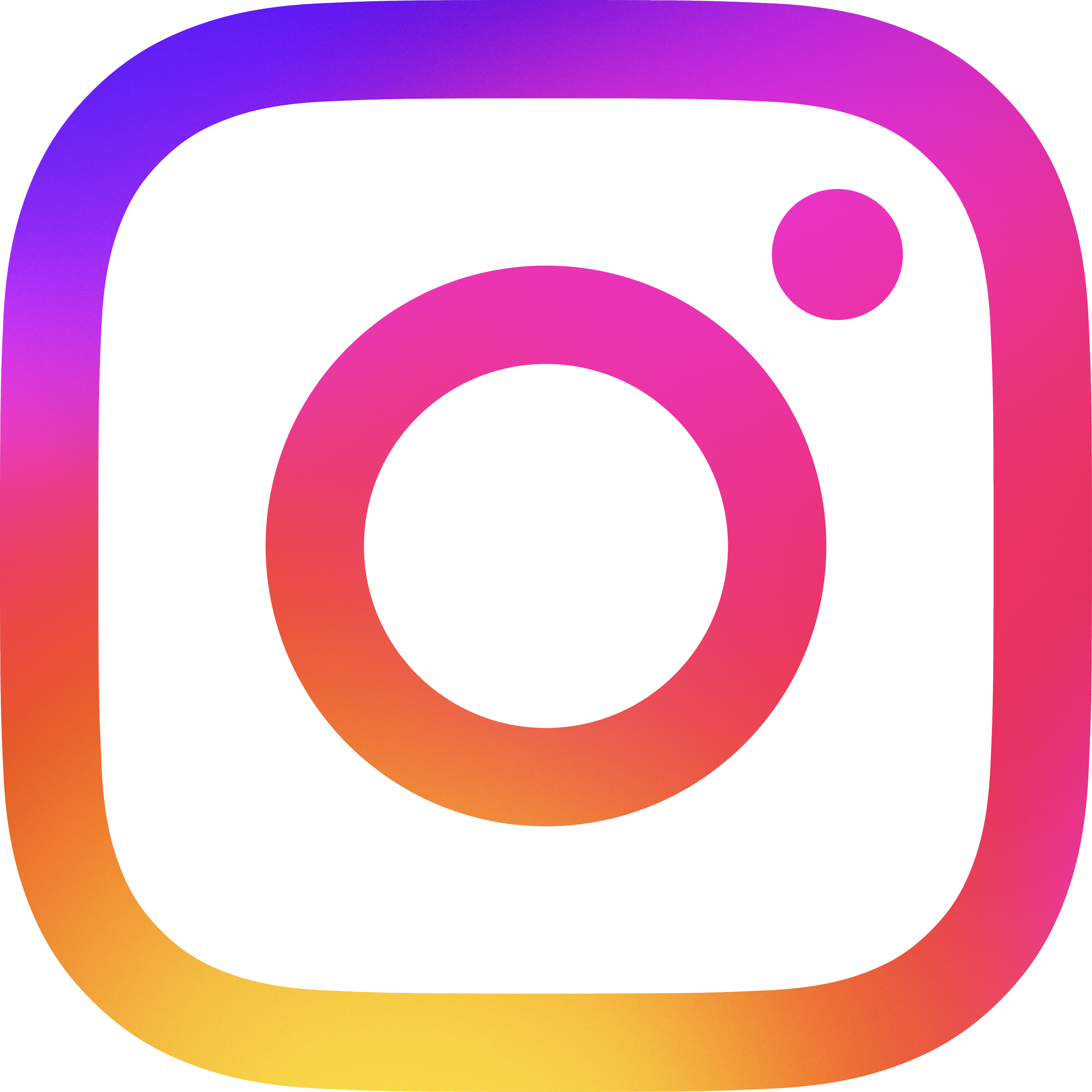 Colorful Instagram logo with purple, pink, orange, and yellow gradient