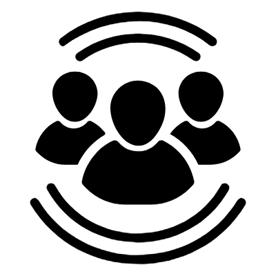 Icon of three people with Wi-Fi signals above, representing social network or connectivity.
