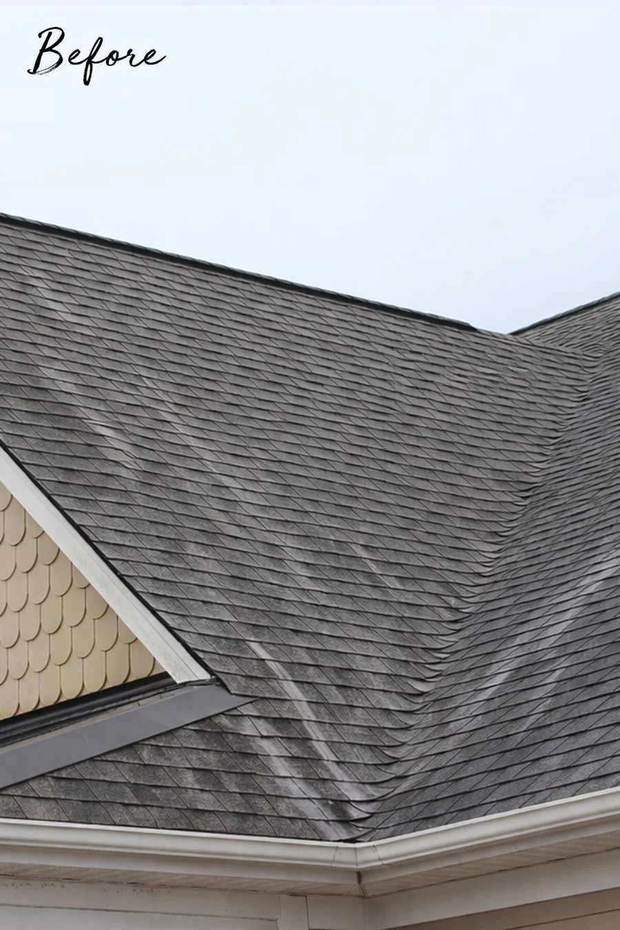 Before image of dirty roof in Millbridge community in Waxhaw, NC