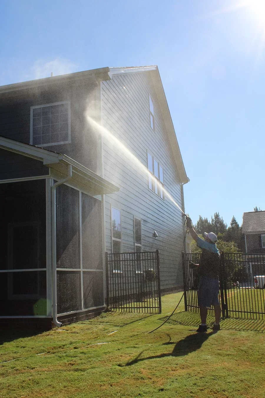 Cleaning whole house with soft wash in Millbridge neighborhood of Waxhaw, NC.