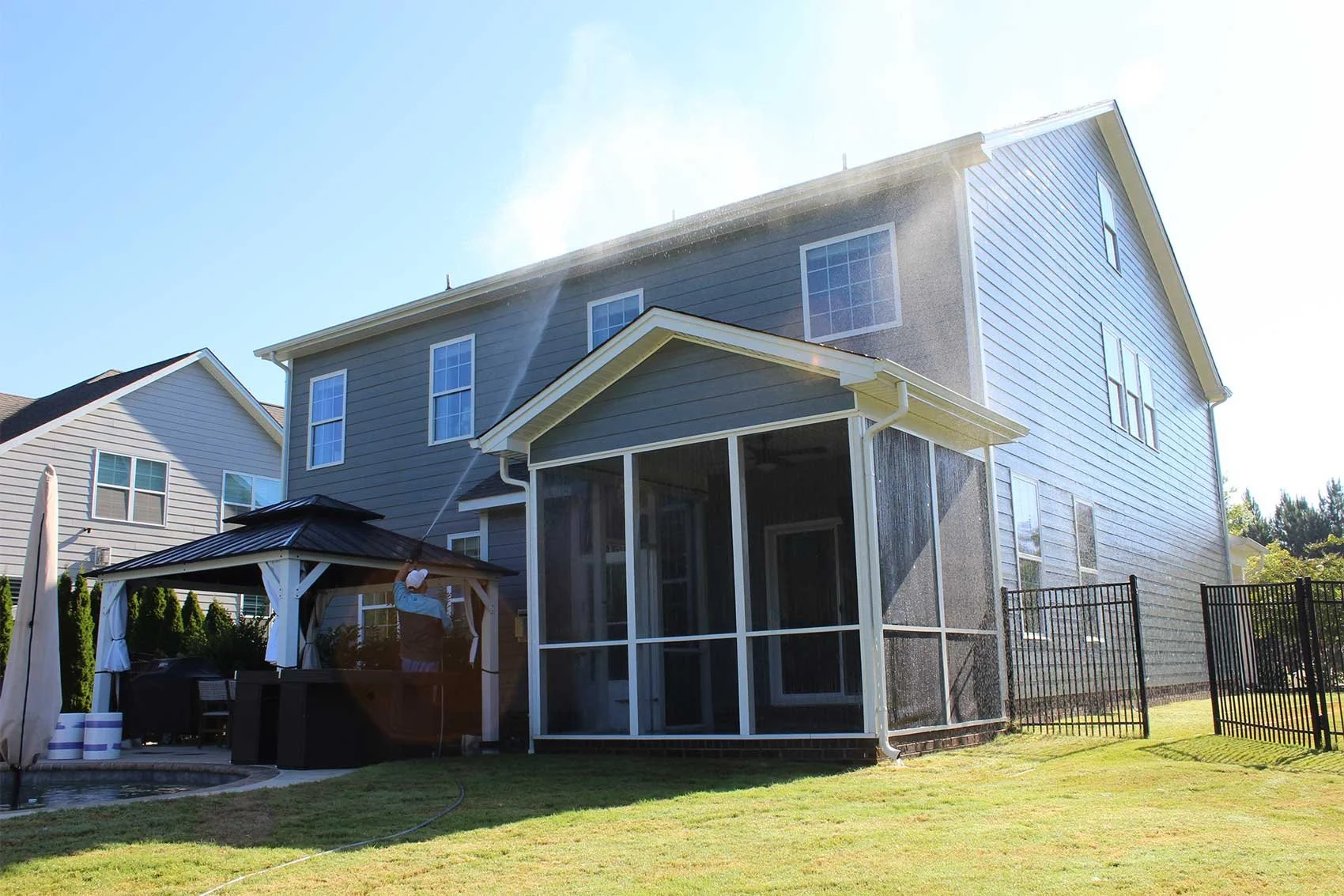 Soft pressure wash of back of house in Waxhaw, NC
