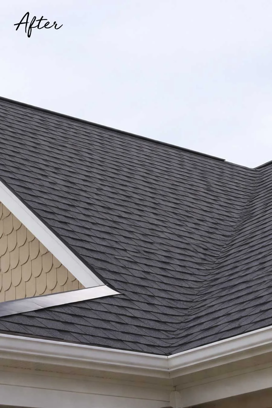 After image of roof soft washed by professional.