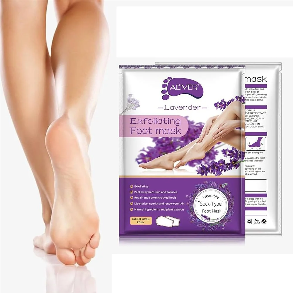 ALIVER Foot Peel Mask 3 Pack, Exfoliator Peel Off Calluses Dead Skin Callus Remover