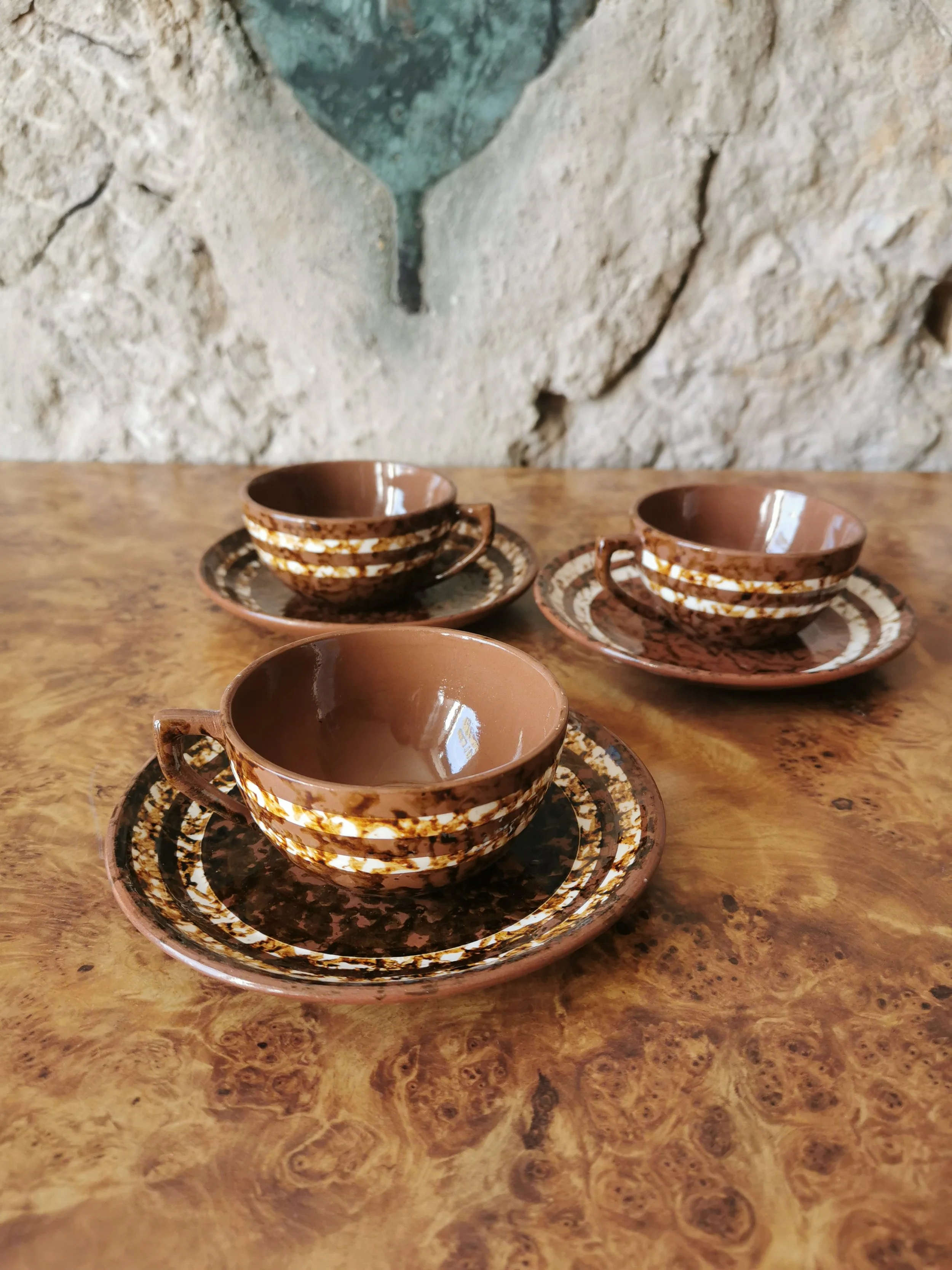 Lot de 3 tasses Digoin Sarguemines 'Mary'