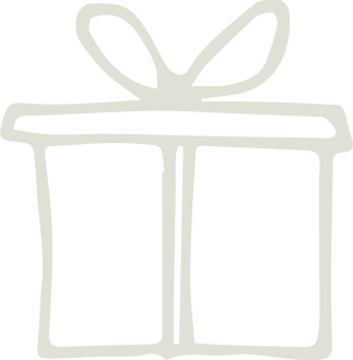 Simple line drawing of a wrapped gift box with a bow on top.